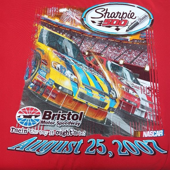 NASCAR Bristol Motor Speedway Sharpie 500 2007 Race 3XL T Shirt Red Auto RacingG - Picture 2 of 13